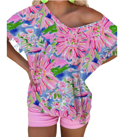 Kari™ - Blus med Blommigt Tryck