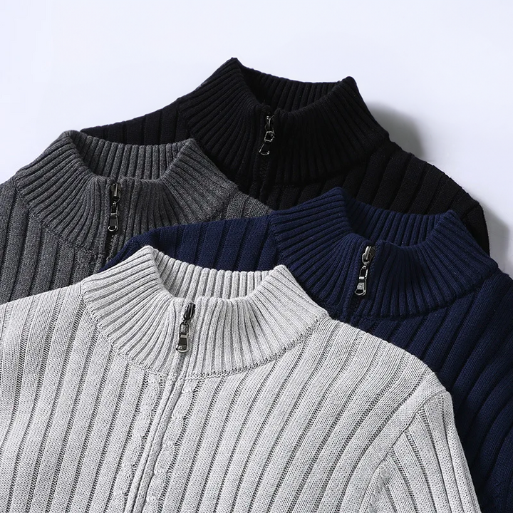 Thibault™ - Avslappnad Cardigan med Dragkedja