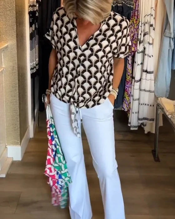 Jeanette™ - Avslappnad Blus med V-ringning