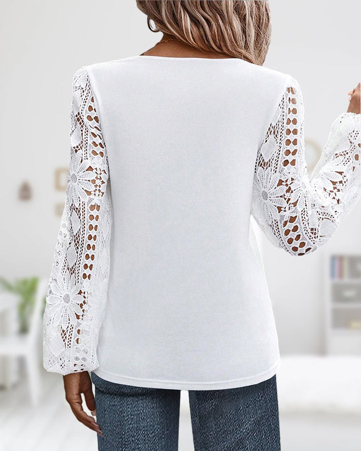 Viveke™ - Blus med Spetsärm - Stil i Stockholm