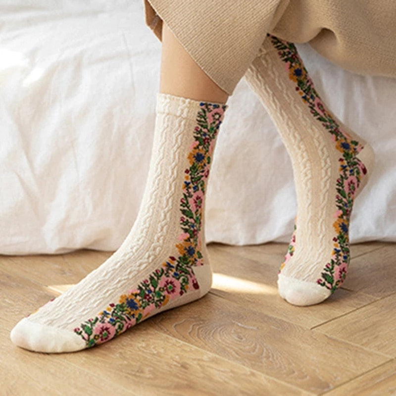 LuxeSock - Fuktabsorberande Strumpor med Blommor