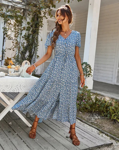 Mariam™ - Vintage-Klänning med Blommigt Tryck
