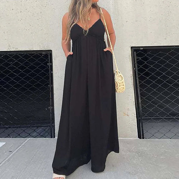 Effortless Jumpsuit med Vida Ben och V-ringning - Stil i Stockholm