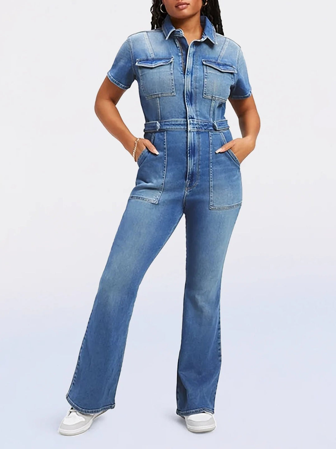 Emma™ - Smal Bootcut Denim Jumpsuit - Stil i Stockholm