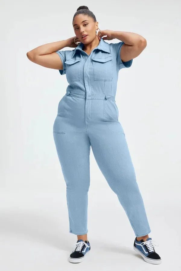 Emma™ - Smal Bootcut Denim Jumpsuit - Stil i Stockholm