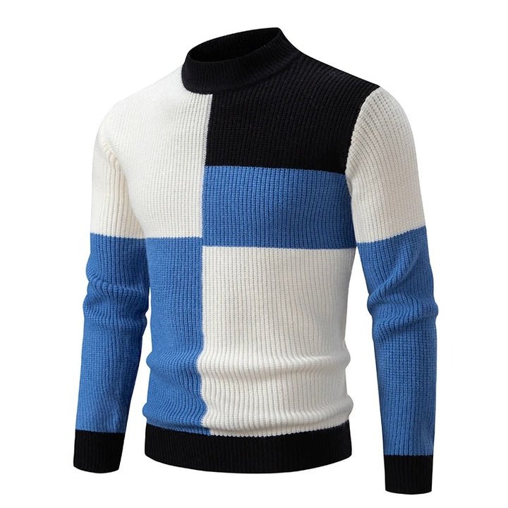 Färgblockerad Turtleneck-Tröja för Män - Stil i Stockholm