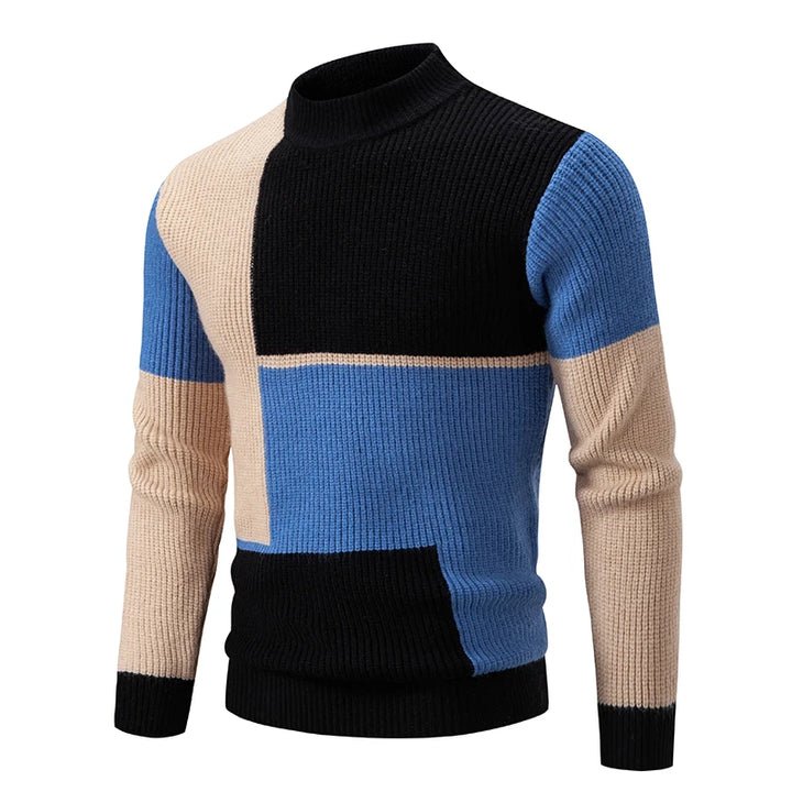 Färgblockerad Turtleneck-Tröja för Män - Stil i Stockholm