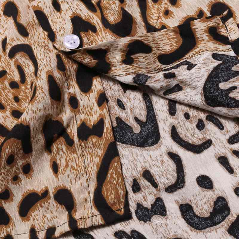 Kortärmad Skjorta med Leopardmönster för Män - Stil i Stockholm