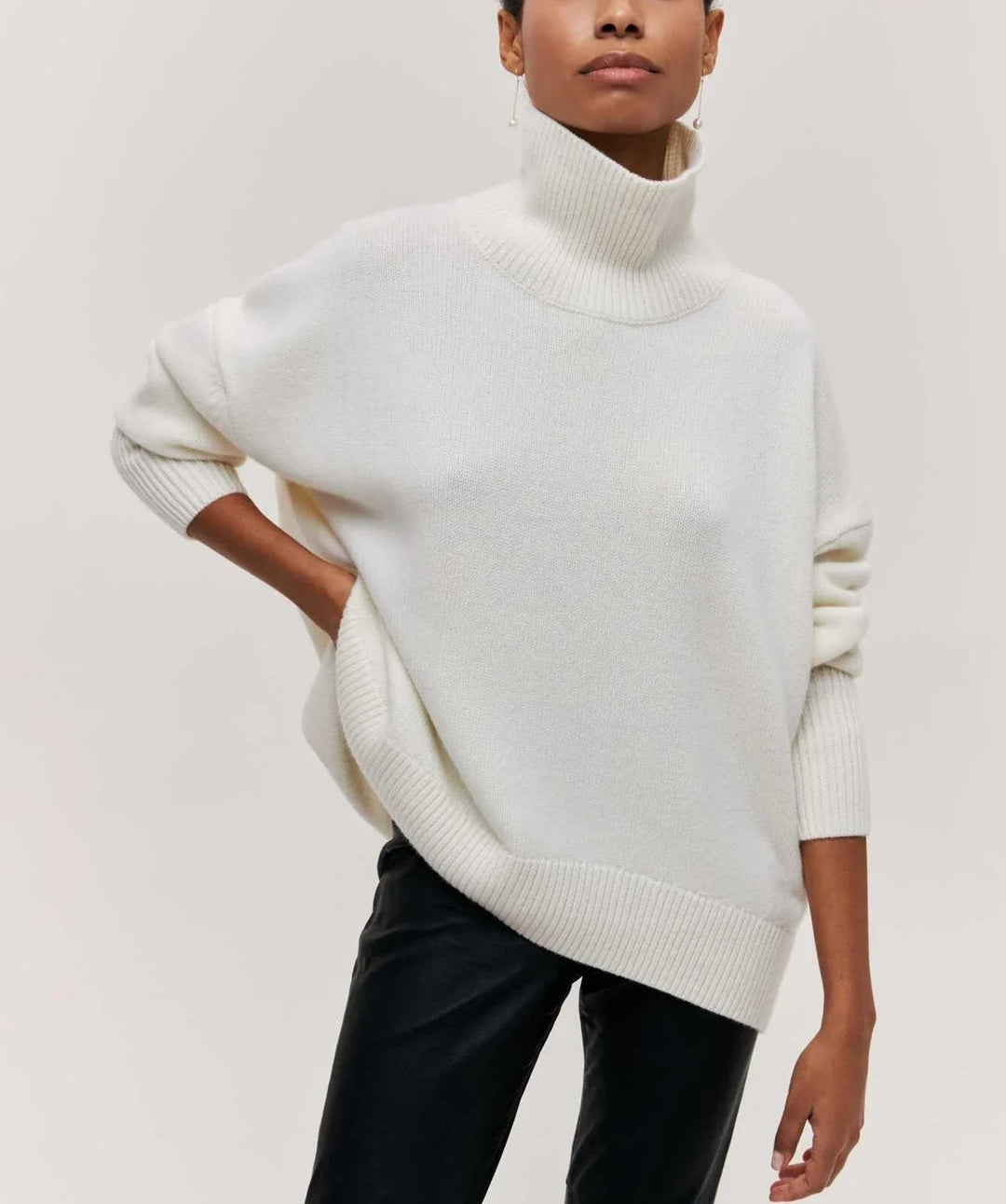 Oversized Tröja med Turtleneck i Bomull - Stil i Stockholm