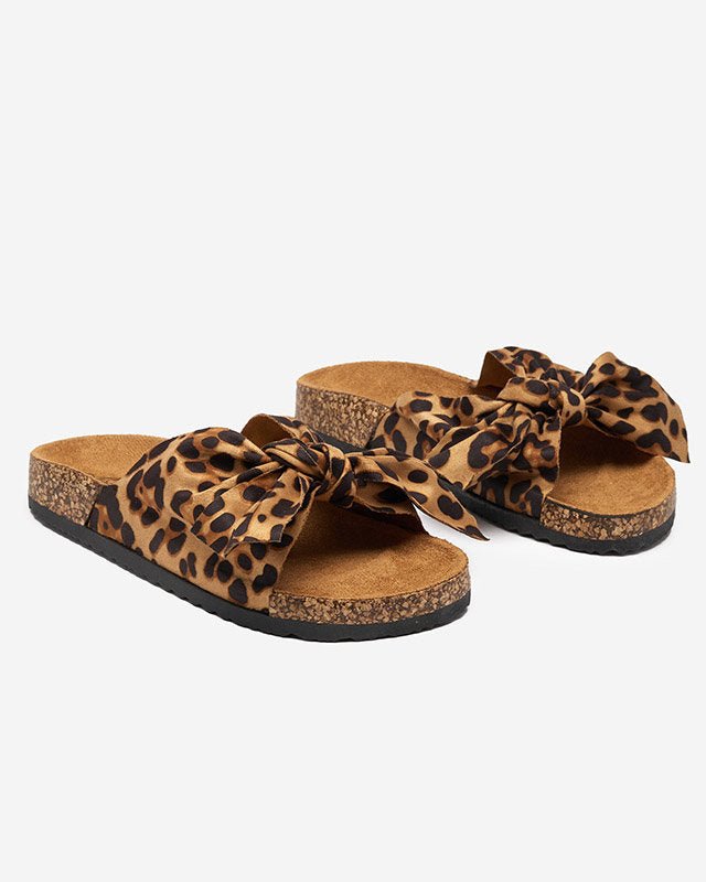 Platta Sandaler med Leopardmönster och Rosett - Stil i Stockholm